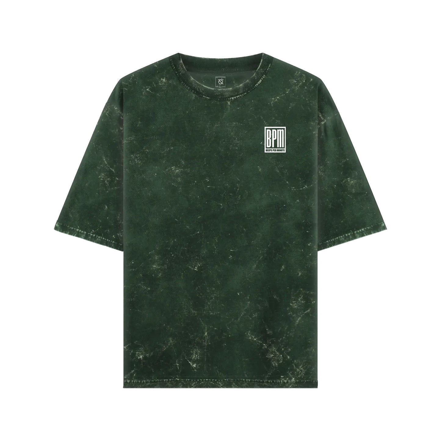 Qalakaar-Unisex-Printed-Beeps_Per_Minute__BPM_-Bottle_Green-Oversized-Acidwash-Tshirt-2