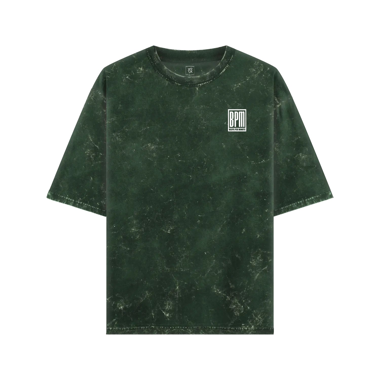 Qalakaar-Unisex-Printed-Beeps_Per_Minute__BPM_-Bottle_Green-Oversized-Acidwash-Tshirt-2