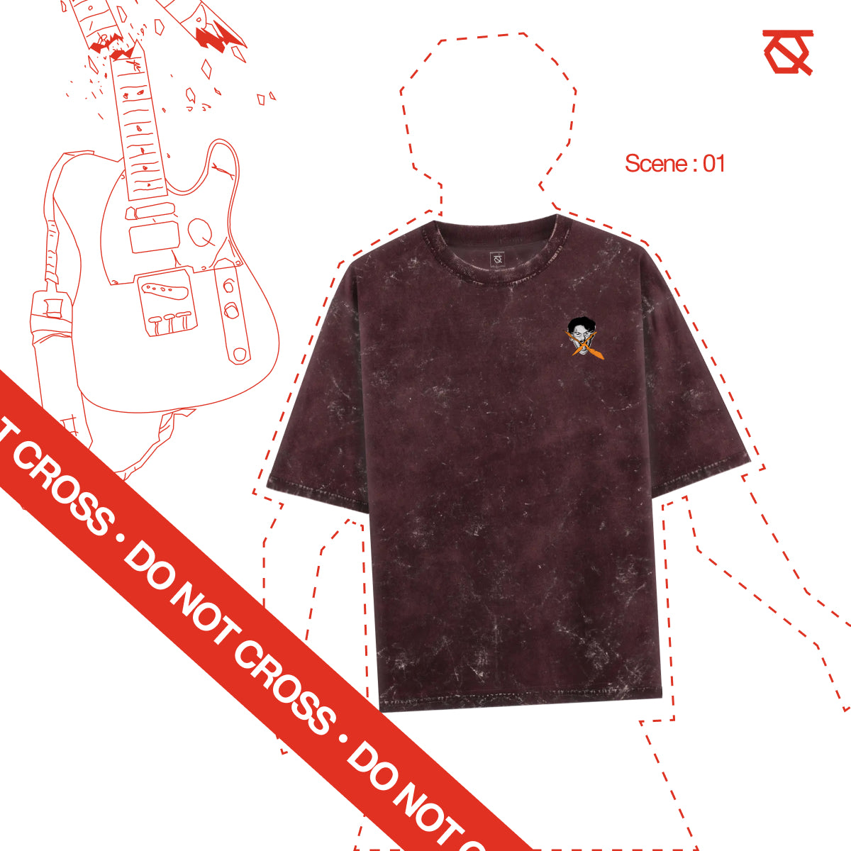 Qalakaar-Unisex-Printed-I_Mute_My_Strums_Unlike_My_Opinions-Maroon-Oversized-Acidwash-Tshirt-4