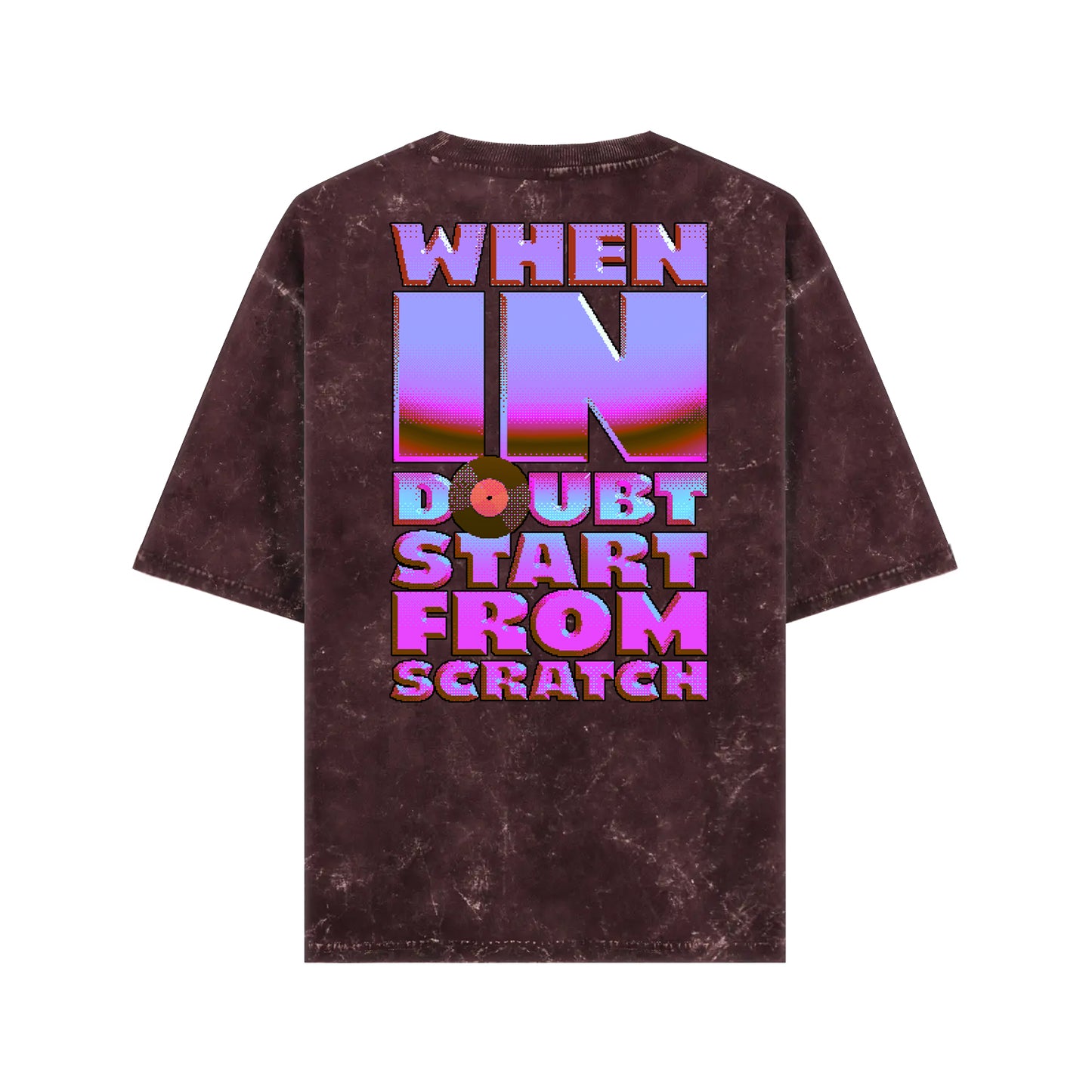 Qalakaar-Unisex-Printed-When_in_Doubt_Start_From_Scratch-Maroon-Oversized-Acidwash-Tshirt